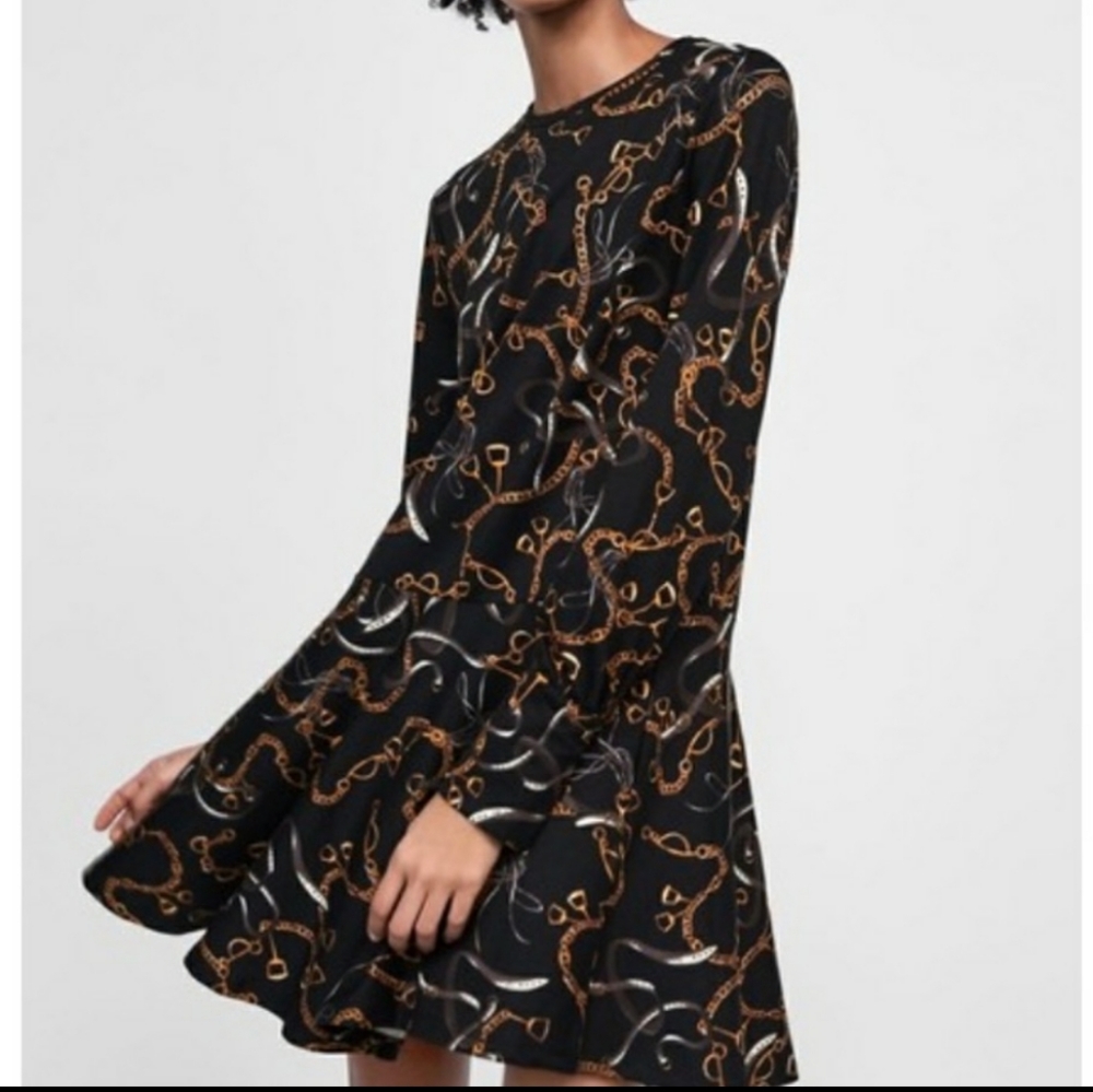 Zara chain link dress flare
